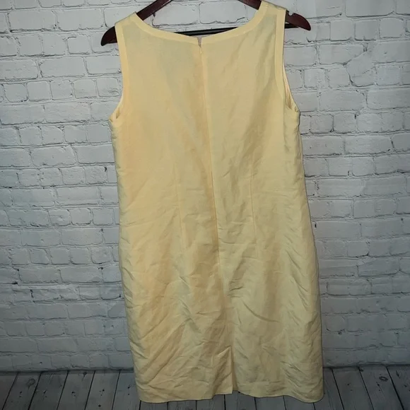 Laura Scott light yellow sleeveless linen / rayon dress size 14 - Picture 9 of 11